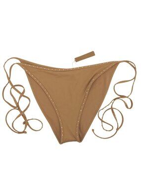 SKIMS Women Plus Size 4X Rhinestone Swim Tie Bikini Bottom Ochre NEW With Defect